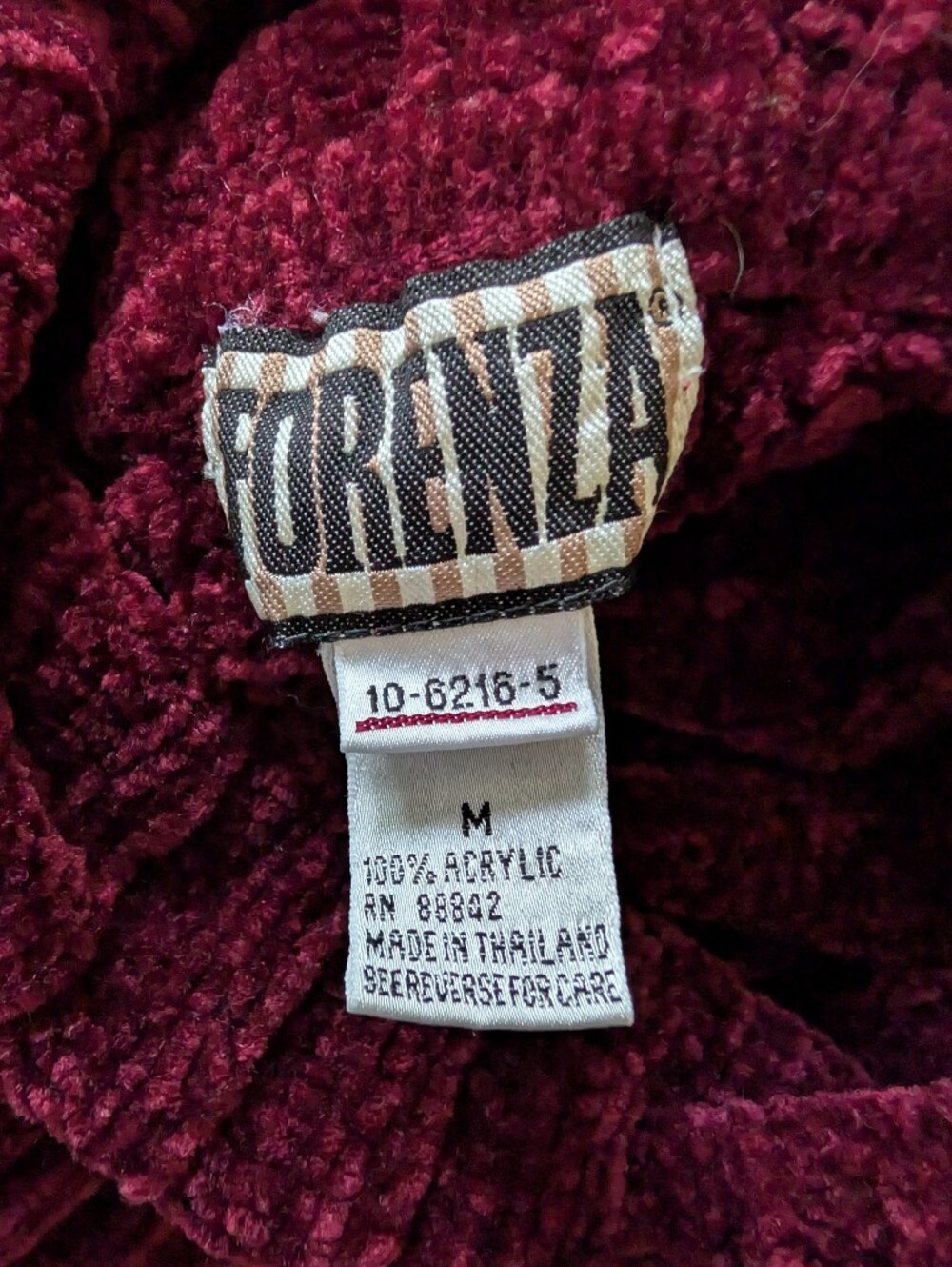 Vintage 80s 90s Forenza Turtleneck Sweater Tunic Chenille Red Burgundy Sz M image 4